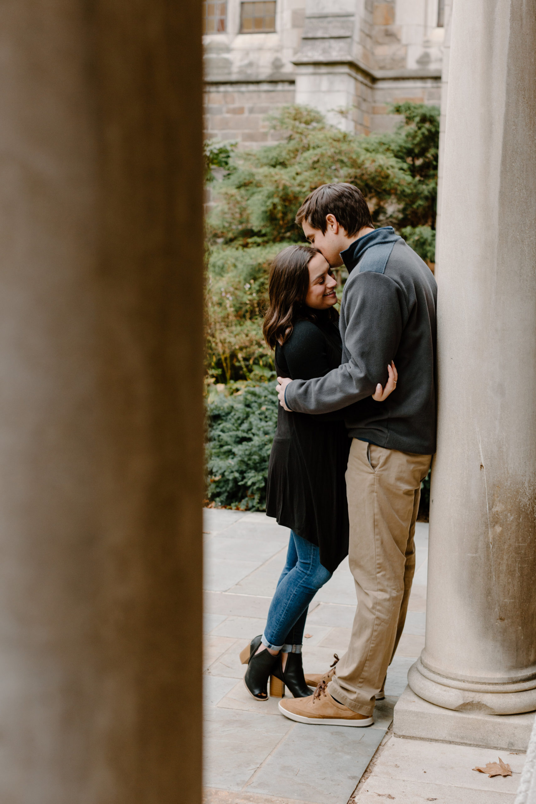 Ladies, when posing for photos, most of the time, consider popping a hip. Simply put most of your weight on one foot. This will naturally pop up the other foot slightly for a more flattering and feminine posture.