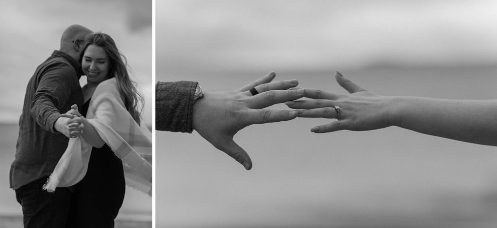 couple holding hands and reaching out towards each other