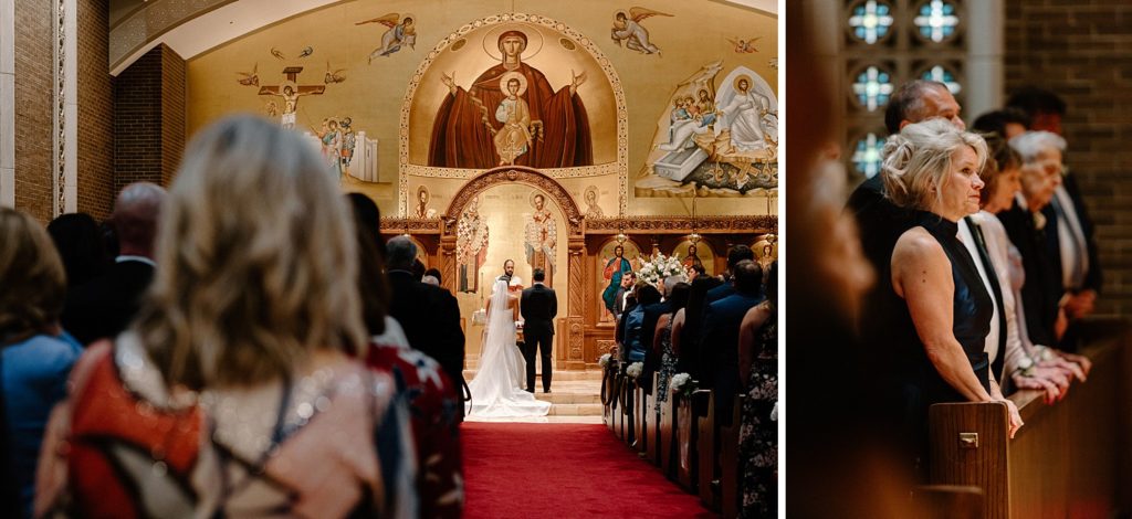 guests looking towards couple on the altar 