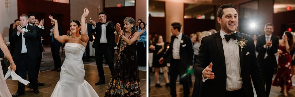 bride and groom dancing and clapping 